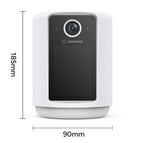 SANNCE 2K Battery Powered Wire-Free IP Camera with 2.4 inch Screen, Soft Night Light, One Click Call, Two-Way Audio WiFi Baby Monitor for Home Security Dog/Cat/Puppy, Night Vision, AI Motion Detection