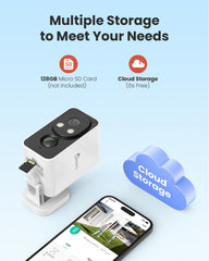 Camstro 2K Outdoor Wireless Camera Night Vision Color PIR Detection Two-Way Audio, IP66, Cloud/SD, Alexa, WiFi 2.4GHz, Rechargeable Battery