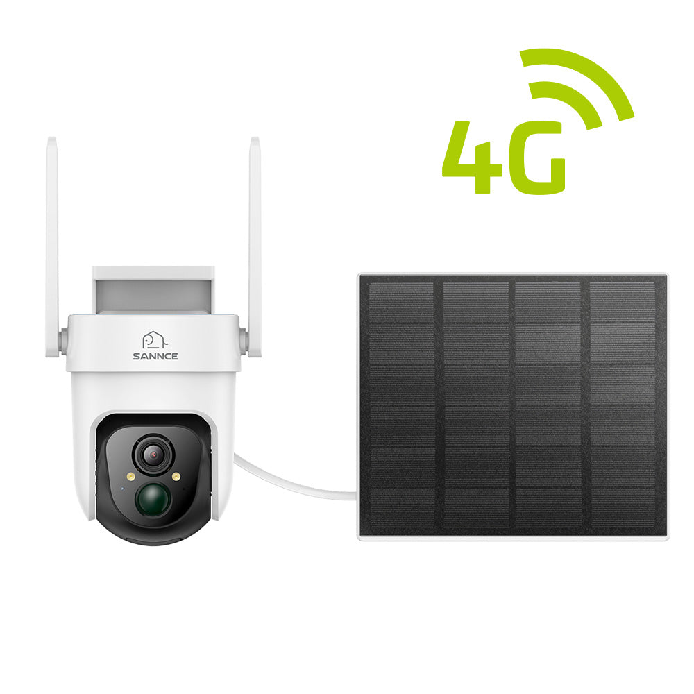 4G LTE Cellular Wireless Outdoor Security Camera, Battery & Solar Powered, 3MP Dual Light Night Vision, Pan & Tilt, Two-Way Audio, SIM & Micro SD Card (32 GB) Included, Cloud & Max. 128 GB Local Storage