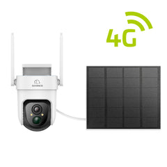 Certified Refurbished 4G LTE Cellular Wireless Outdoor Security Camera, Battery & Solar Powered, 3MP Dual Light Night Vision, 355° Pan & 90° Tilt, Two-Way Audio, SIM & Micro SD Card (32 GB) Included, Cloud & Max. 128 GB Local Storage