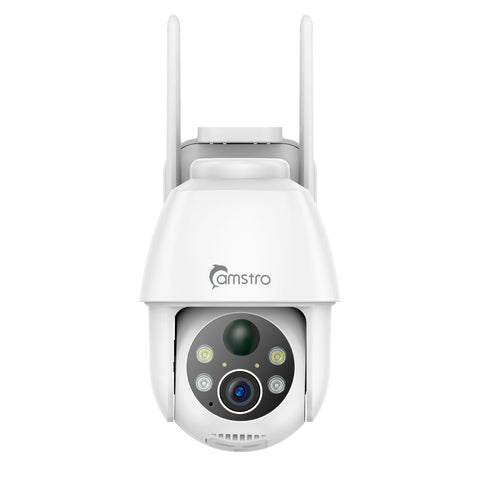 Camstro 3MP Outdoor Solar Powered Battery Security IP Cameras, 5200mAh Rechargeable Battery, 130° Ultra Wide Angle, Color Night Vision, Human & Vehicle Smart Detection, Two-Way Audio, Works with Alexa & Google