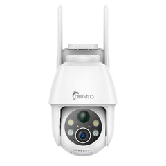 Camstro 3MP Outdoor Solar Powered Battery Security IP Cameras, 5200mAh Rechargeable Battery, 130° Ultra Wide Angle, Color Night Vision, Human & Vehicle Smart Detection, Two-Way Audio, Works with Alexa & Google