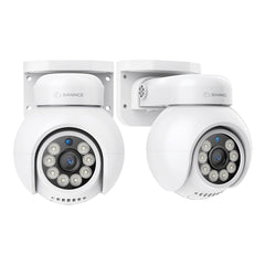 2PCS 4K UHD PoE Security Outdoor PT IP Camera - Pan & Tilt, AI Vehicle Detection, Two-way Audio, Up to 256GB microSD Card Storage, ONVIF Compliant, Compatible with SANNCE N98PBD/N96PBK