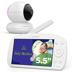 SANNCE 1080p HD Video Baby Monitor with Camera, 5.5" Larger Display TFT LCD, 340°Pan & 50°Tilt, 4X Zoom, Voice & Motion & Temperature Detection, Feeding Reminder, Relaxing Lullabies, 5000mAh Battery
