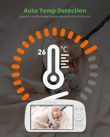 SANNCE 1080p HD Video Baby Monitor with Camera, 5.5" Larger Display TFT LCD, 340°Pan & 50°Tilt, 4X Zoom, Voice & Motion & Temperature Detection, Feeding Reminder, Relaxing Lullabies, 5000mAh Battery