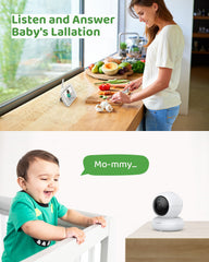 SANNCE 1080p HD Video Baby Monitor with Camera, 5.5" Larger Display TFT LCD, 340°Pan & 50°Tilt, 4X Zoom, Voice & Motion & Temperature Detection, Feeding Reminder, Relaxing Lullabies, 5000mAh Battery