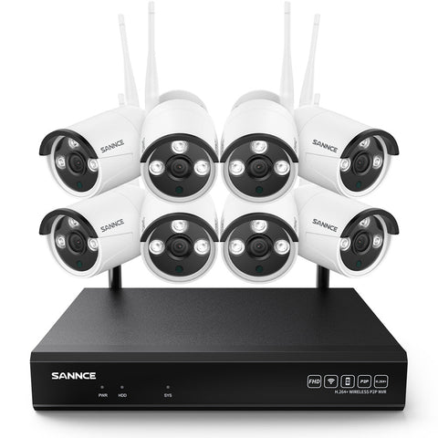 3MP 10-Channel Wireless Security Camera System, 8MP NVR, 3MP WiFi IP Cameras, Audio Recording, IP66 Waterproof, Smart AI Human Detection, Work With Alexa
