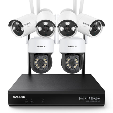8MP 10-Channel Wireless PT & Bullet Security Camera System, Pan & Tilt, Two-Way Audio, IP66 Waterproof, Smart AI Human Detection, Work With Alexa