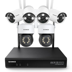 8MP 10-Channel Wireless PT & Bullet Security Camera System, Pan & Tilt, Two-Way Audio, IP66 Waterproof, Smart AI Human Detection, Work With Alexa
