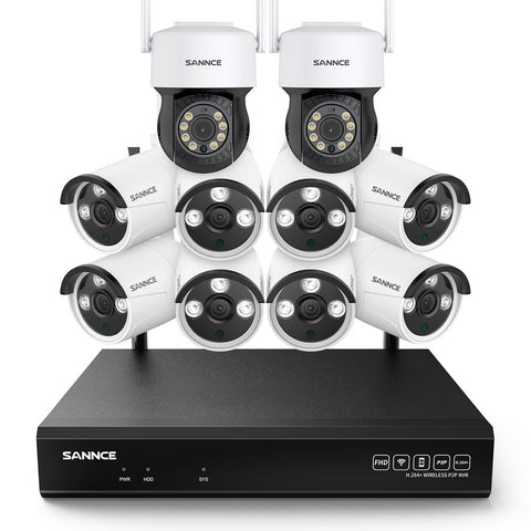 8MP 10-Channel Wireless PT & Bullet Security Camera System, Pan & Tilt, Two-Way Audio, IP66 Waterproof, Smart AI Human Detection, Work With Alexa
