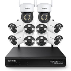 8MP 10-Channel Wireless PT & Bullet Security Camera System, Pan & Tilt, Two-Way Audio, IP66 Waterproof, Smart AI Human Detection, Work With Alexa