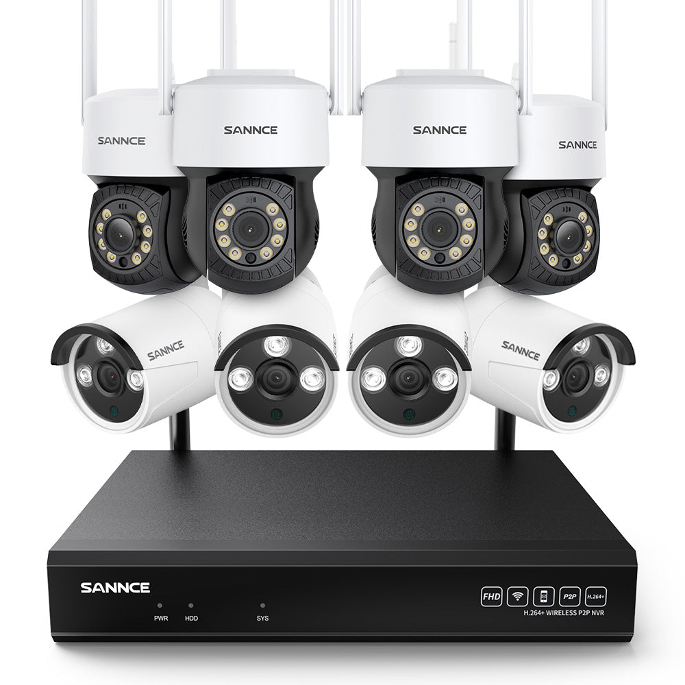 8MP 10-Channel Wireless PT & Bullet Security Camera System, Pan & Tilt, Two-Way Audio, IP66 Waterproof, Smart AI Human Detection, Work With Alexa