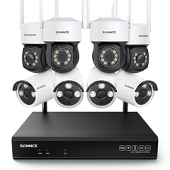 8MP 10-Channel Wireless PT & Bullet Security Camera System, Pan & Tilt, Two-Way Audio, IP66 Waterproof, Smart AI Human Detection, Work With Alexa