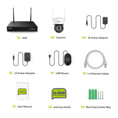 8MP 10-Channel 2PCS Wireless PT Security Camera System, Pan & Tilt, Two-Way Audio, IP66 Waterproof, Smart AI Human Detection, Work With Alexa