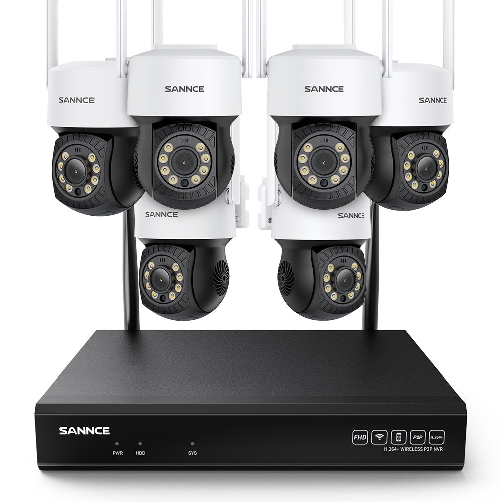 3MP 10-Channel Wireless CCTV PT Camera System, 8MP NVR, 3MP Pan & Tilt WiFi IP Cameras, Audio Recording, AI Human Detection, Work With Alexa (6 x PTZ camera and 8MP 10CH NVR)