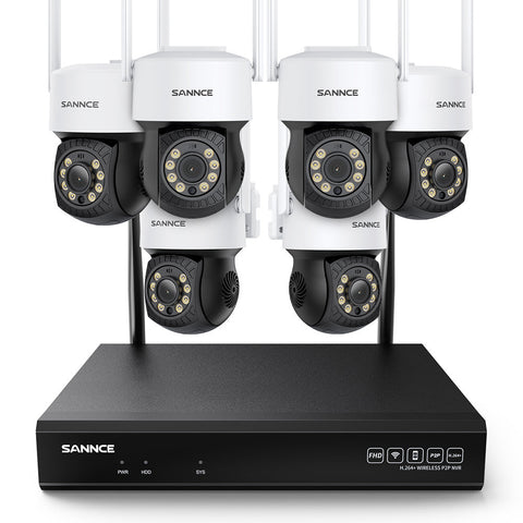 3MP 10-Channel Wireless CCTV PT Camera System, 8MP NVR, 3MP Pan & Tilt WiFi IP Cameras, Audio Recording, AI Human Detection, Work With Alexa (6 x PTZ camera and 8MP 10CH NVR)