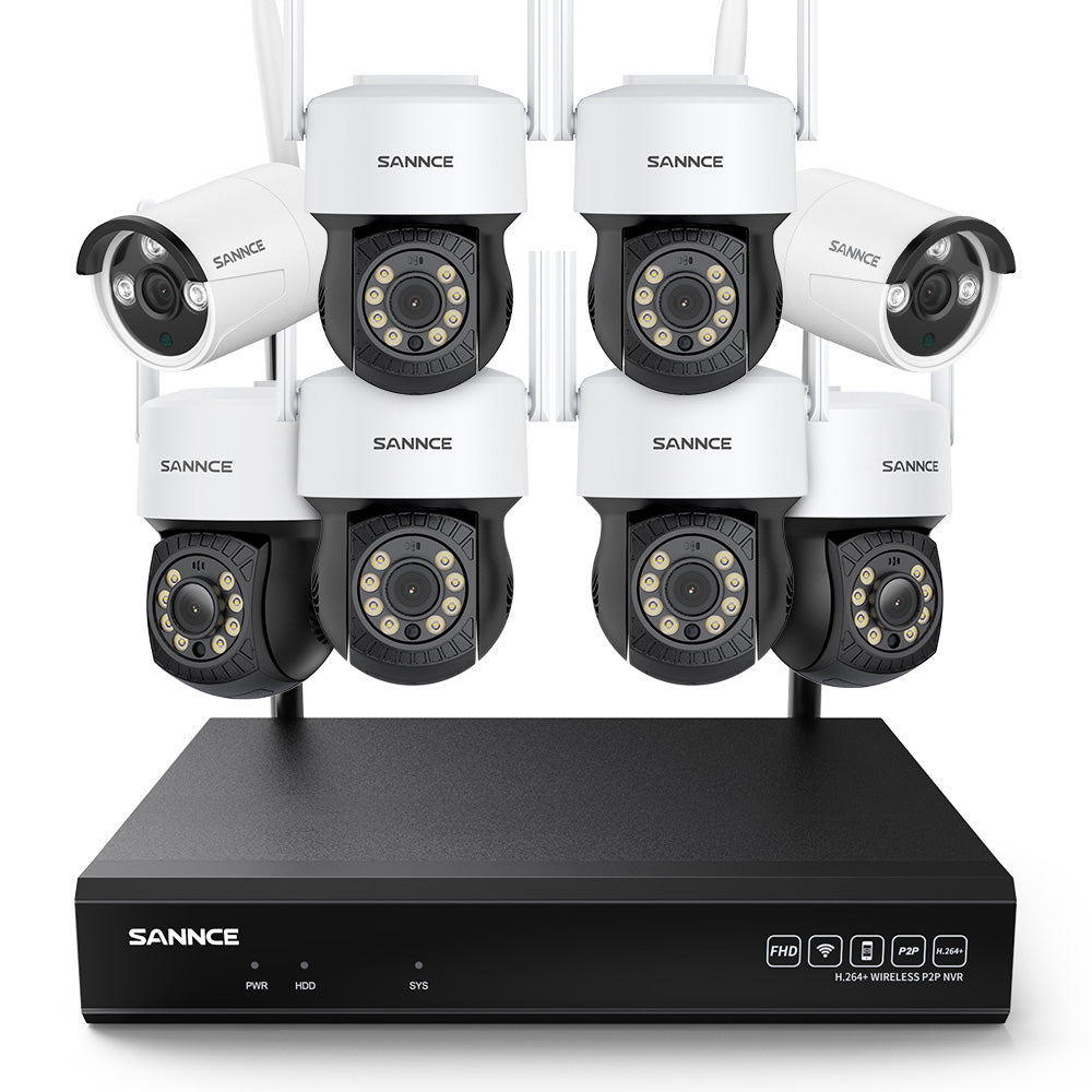 8MP 10-Channel Wireless PT & Bullet Security Camera System, Pan & Tilt, Two-Way Audio, IP66 Waterproof, Smart AI Human Detection, Work With Alexa