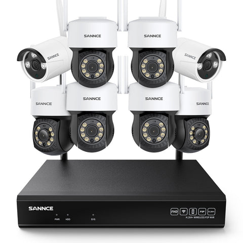 8MP 10-Channel Wireless PT & Bullet Security Camera System, Pan & Tilt, Two-Way Audio, IP66 Waterproof, Smart AI Human Detection, Work With Alexa