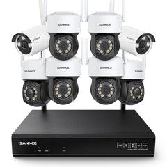 8MP 10-Channel Wireless PT & Bullet Security Camera System, Pan & Tilt, Two-Way Audio, IP66 Waterproof, Smart AI Human Detection, Work With Alexa