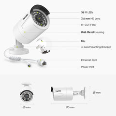 Certified Refurbished 8 Channel 4K PoE Security Camera System, 8MP Outdoor IP Cameras, Smart Person/Vehicle Alerts, ONVIF Supported NVR, H.264+, 2-Way Audio