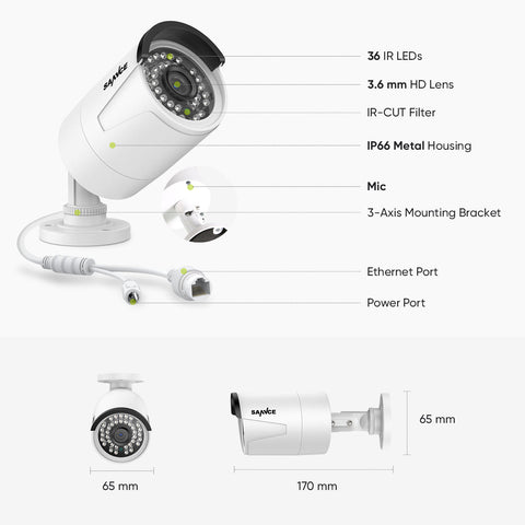 10 Channel 4K PoE Security Camera System, 2PCS 8MP Outdoor Metal IP Cameras, AI Human/Vehicle Detection, H.265+ Video Compression, Two-Way Audio