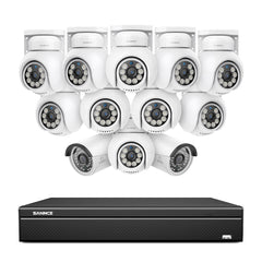 16 Channel 4K PoE Bullet & PTZ Security Camera System, 8MP Outdoor PoE IP Cameras, Pan & Tilt, ONVIF Supported NVR, Two-Way Audio, Smart Human/Vehicle Detection(10x PT Cameras+2x IP Cameras)