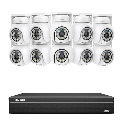 4K 16CH POE PT Surveillance Camera Set, 8MP Ultra-HD (3840*2160), Remote Access, 350¡ã/90¡ã PTZ Pan, Intelligent People/Vehicle Detection, IP66 Waterproof (8MP IP PT Camera and 16CH NVR)