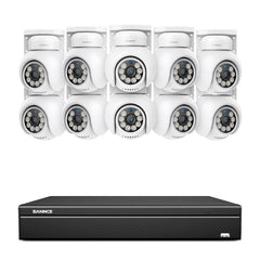 4K 16CH POE PT Surveillance Camera Set, 8MP Ultra-HD (3840*2160), Remote Access, 350°/90° PTZ Pan, Intelligent People/Vehicle Detection, IP66 Waterproof (8MP IP PT Camera and 16CH NVR)