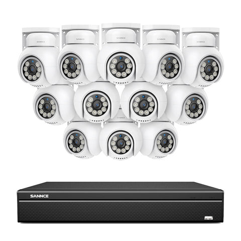 4K 16CH POE PT Surveillance Camera Set, 8MP Ultra-HD (3840*2160), Remote Access, 350¡ã/90¡ã PTZ Pan, Intelligent People/Vehicle Detection, IP66 Waterproof (8MP IP PT Camera and 16CH NVR)