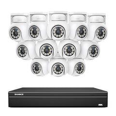 4K 16CH POE PT Surveillance Camera Set, 8MP Ultra-HD (3840*2160), Remote Access, 350°/90° PTZ Pan, Intelligent People/Vehicle Detection, IP66 Waterproof (8MP IP PT Camera and 16CH NVR)
