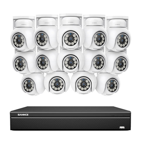 4K 16CH POE PT Surveillance Camera Set, 8MP Ultra-HD (3840*2160), Remote Access, 350¡ã/90¡ã PTZ Pan, Intelligent People/Vehicle Detection, IP66 Waterproof (8MP IP PT Camera and 16CH NVR)