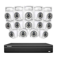 4K 16CH POE PT Surveillance Camera Set, 8MP Ultra-HD (3840*2160), Remote Access, 350°/90° PTZ Pan, Intelligent People/Vehicle Detection, IP66 Waterproof (8MP IP PT Camera and 16CH NVR)