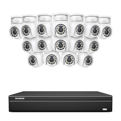 4K 16CH POE PT Surveillance Camera Set, 8MP Ultra-HD (3840*2160), Remote Access, 350¡ã/90¡ã PTZ Pan, Intelligent People/Vehicle Detection, IP66 Waterproof (8MP IP PT Camera and 16CH NVR)