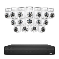4K 16CH POE PT Surveillance Camera Set, 8MP Ultra-HD (3840*2160), Remote Access, 350°/90° PTZ Pan, Intelligent People/Vehicle Detection, IP66 Waterproof (8MP IP PT Camera and 16CH NVR)