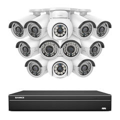 16 Channel 4K PoE Bullet & PT Security Camera System, 8MP Outdoor PoE IP Cameras, Pan & Tilt, ONVIF Supported NVR, Two-Way Audio, Smart Human/Vehicle Detection(2x PT Cameras+10x IP Cameras)