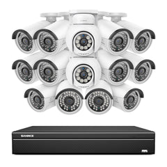 16 Channel 4K PoE Bullet & PT Security Camera System, 8MP Outdoor PoE IP Cameras, Pan & Tilt, ONVIF Supported NVR, Two-Way Audio, Smart Human/Vehicle Detection (12x IP Cameras+2x PT Cameras)