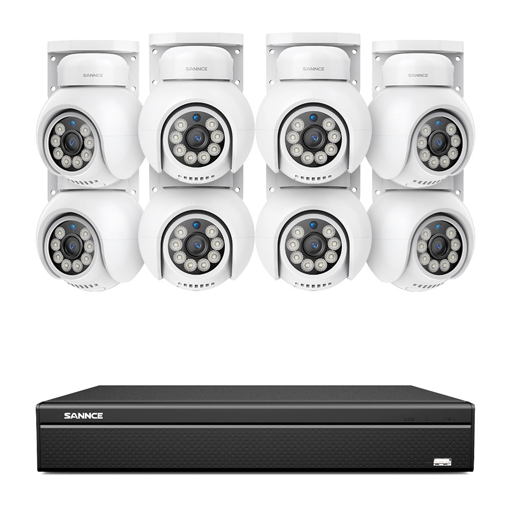 4K 16CH POE PT Surveillance Camera Set, 8MP Ultra-HD (3840*2160), Remote Access, 350¡ã/90¡ã PTZ Pan, Intelligent People/Vehicle Detection, IP66 Waterproof (8MP IP PT Camera and 16CH NVR)