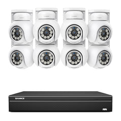 4K 16CH POE PT Surveillance Camera Set, 8MP Ultra-HD (3840*2160), Remote Access, 350°/90° PTZ Pan, Intelligent People/Vehicle Detection, IP66 Waterproof (8MP IP PT Camera and 16CH NVR)