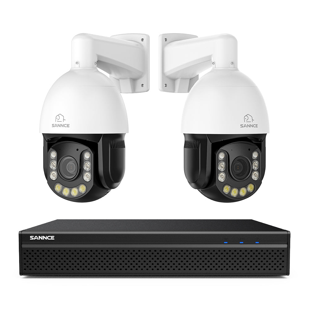 4K 8-Channel PoE Security NVR System with 2PCS 20X PTZ 8MP Cameras, Auto Tracking, Two-Way Audio, Night Vision