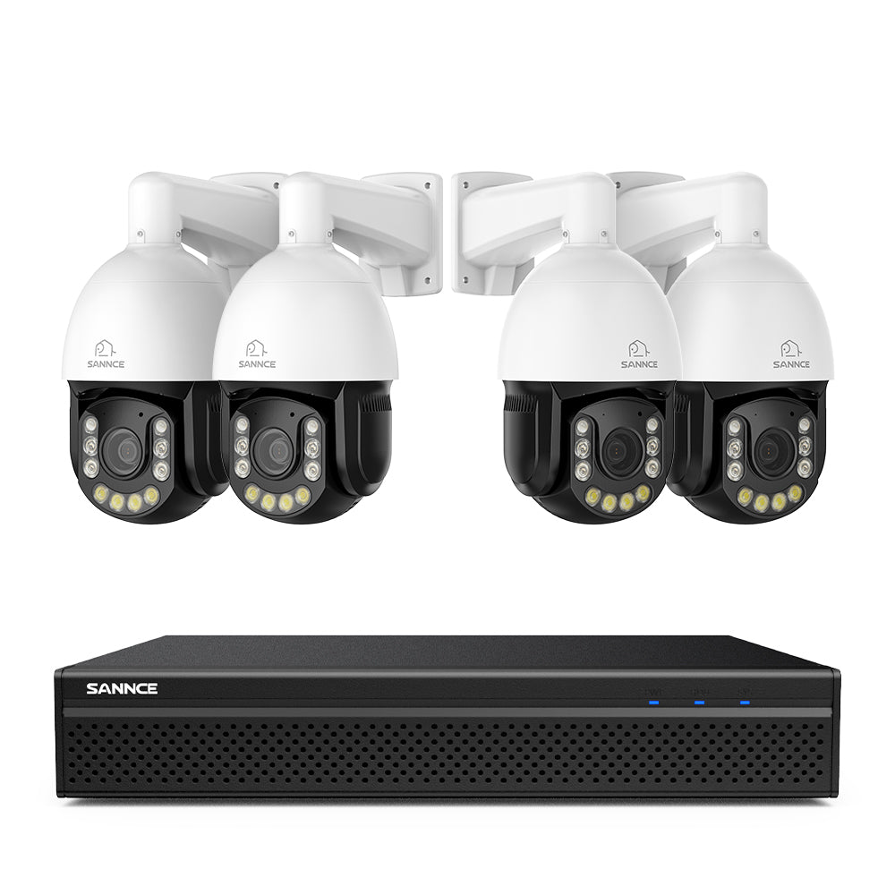 4K 8-Channel PoE Security NVR System with 4PCS 20X PTZ 8MP Cameras, Auto Tracking, Two-Way Audio, Night Vision