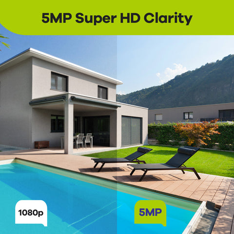 8 Channel 5MP PoE Security Camera System, 4K NVR & 4pcs 5MP Outdoor PoE IP Cameras, ONVIF Supported, H.265+, Audio Recording, Smart Motion Detection