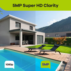 8 Channel 5MP PoE Security Camera System, 4K NVR & 4pcs 5MP Outdoor PoE IP Cameras, ONVIF Supported, H.265+, Audio Recording, Smart Motion Detection