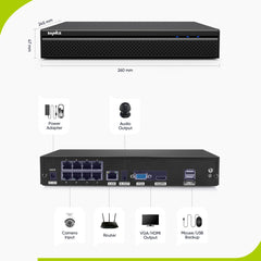 10 Channel 4K PoE Security Camera System, 4PCS 8MP Outdoor Metal IP Cameras, AI Human/Vehicle Detection, H.265+ Video Compression, Two-Way Audio