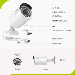 Certified Refurbished 8 Channel 5MP PoE Security Camera System, 4K NVR & 4pcs 5MP Outdoor PoE IP Cameras, ONVIF Supported, H.265+, Audio Recording, Smart Motion Detection