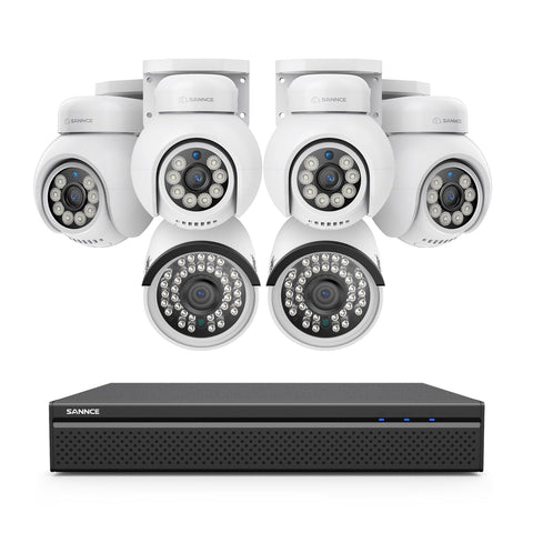 10 Channel 4K 24/7 PoE Security Camera System, 8MP Pan-Tilt Turret & Bullet IP Cameras, AI Human/Vehicle Detection, Two-Way Audio