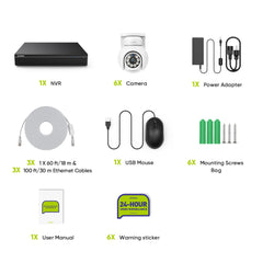 10 Channel 4K PoE Security Camera System with 6 Cameras, 8MP Outdoor Pan-Tilt IP Cameras, AI Detection, Smart Tracking, Color Night Vision, H.265+, Two-Way Audio
