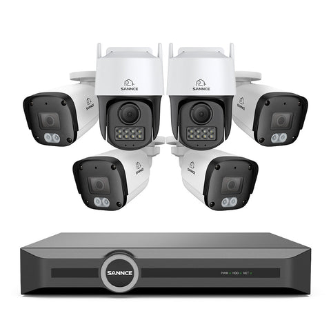 ER500 - 5MP 8 Channel PoE Security System, 6MP NVR + PT IP Cameras, S+265., AI Human & Vehicle Detection, Smart Playback, Smart Notification with Image Attached