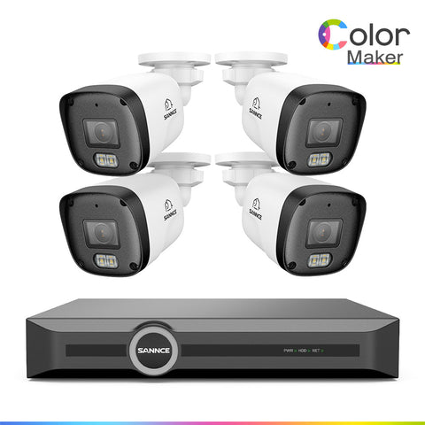 3MP 8-Channel PoE Security Camera System with 6MP NVR, F1.0 Full Color Night Vision, 4Pcs 2K Cameras, AI Human & Vehicle Detection, S+265