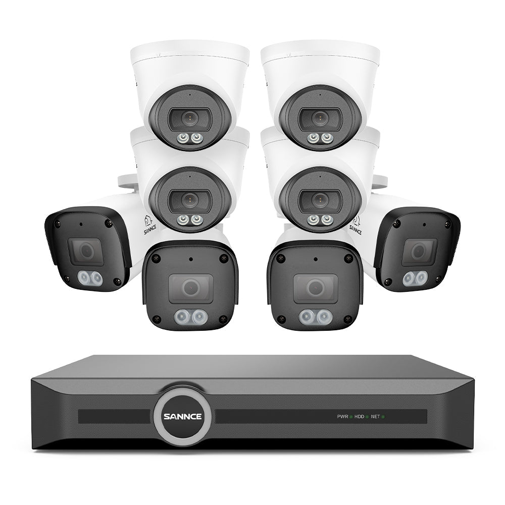 4K POE Security Camera System w/ Audio, S+265., AI Detection, Dual-Light Color Night Vision, IP67 Waterproof (8CH + 8 Cams)