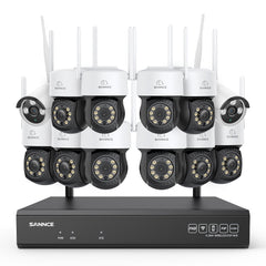 3MP 16-Channel Wireless CCTV PT & Bullet Camera System, 8MP NVR, 3MP Pan & Tilt WiFi IP Cameras, Audio Recording, AI Human Detection, Work With Alexa (10xPT Camera, 2xBullet Camera and 8MP 16CH NVR)